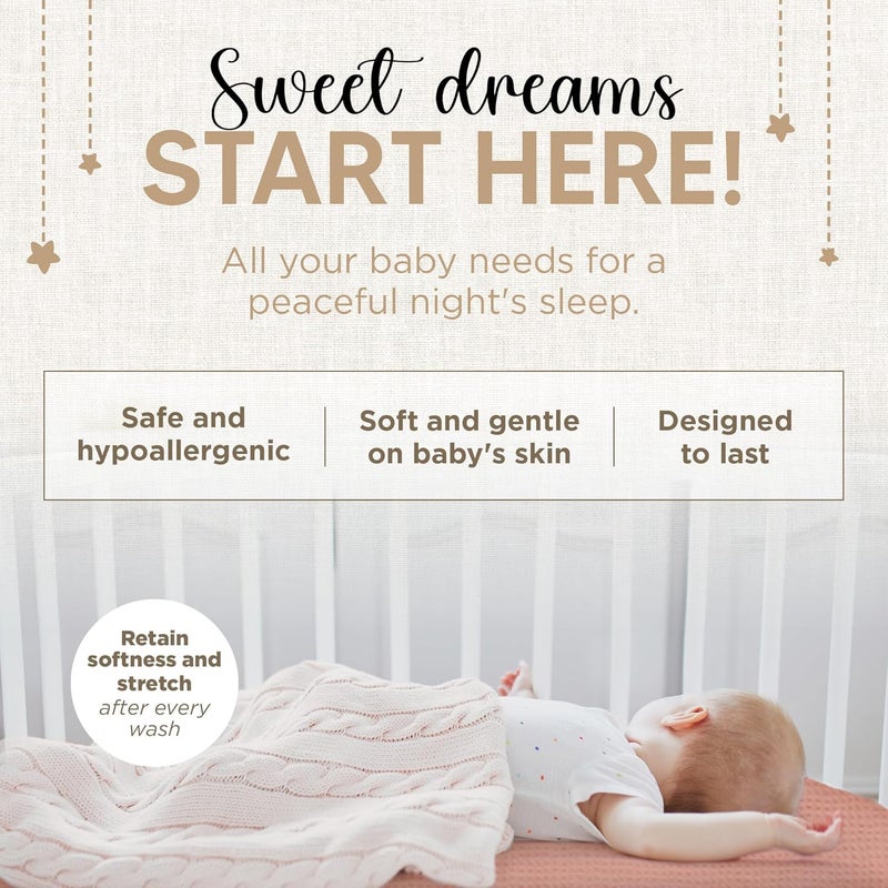 KoolerThings Bassinet Fitted Sheets - Compatible with 4moms MamaRoo Sleep Bassinet | 100% Organic Jersey Cotton - Light Pink + Dark Pink | 30x18 (2 Pack) - Image 4